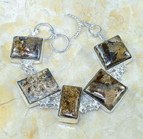 BRONZITE BRACELET 17 TO 19 CM 925  STERLING SILVER