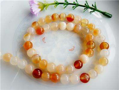 ORANGE  AGATE  8MM ROUND LOOSE GEMS 48 PIECES