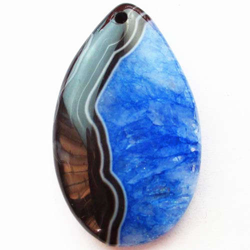 BLUE DRUZY GEODE AGATE TEAR DROP PENDANT BEAD 49 X 29 X 7 MM