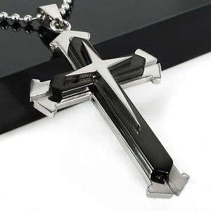 STAINLESS STEEL 316L CROSS PENDANT 52 MM X 35 MM WITH FREE THONG OR S.STEEL  BALL CHAIN