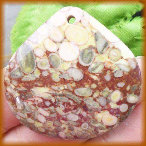 FOSSIL JASPER 40 X 3 MM  GEMSTONE PENDANT