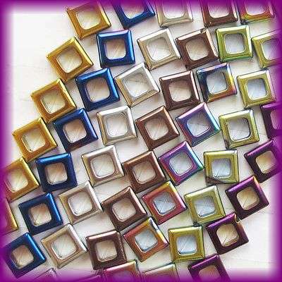HEMATITE  8 MM SQUARE GEMSTONES 39 PIECES