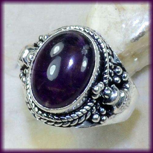 AMETHYST 10 X 14 MM RING SIZE 7.5 SET IN 925 STERLING SILVER RING
