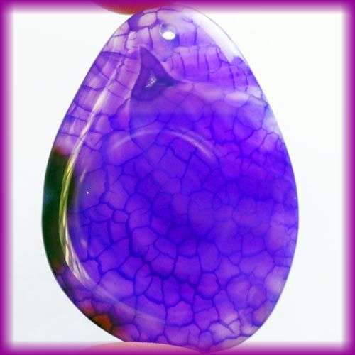 PURPLE AGATE DRAGON VEIN 56 X 41 X 6 MM PENDANT BEAD