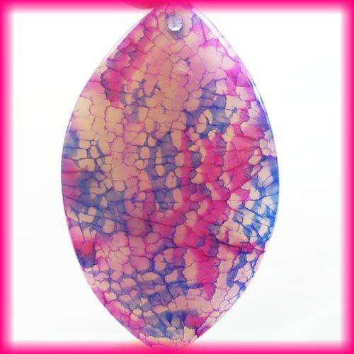 PINK AGATE DRAGON VEIN  57 X 33 X 6  MM  PENDANT BEAD
