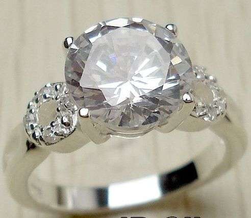 SIZE 6-7 WHITE TOPAZ WITH THICK AND SOLID 925 STERLING SILVER RING