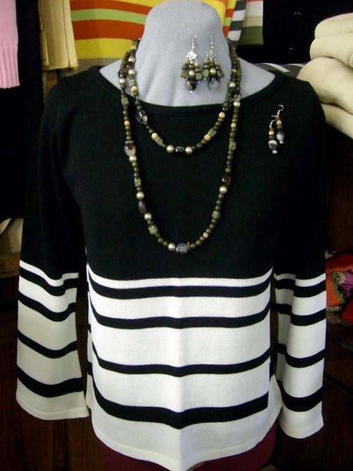KNITTED SUMMER OR WINTER  NAUTICAL STRIPE P/OVER