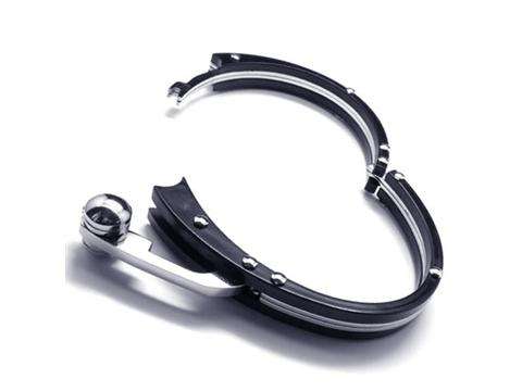 STAINLESS STEEL SILVER AND BLACK BANGLE BRACELET WITH NEW LOCKING MECHANISM