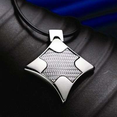 STAINLESS STEEL 316L DIAMOND SHAPED CROSS PENDANT WITH FREE THONG OR S.STEEL  BALL CHAIN