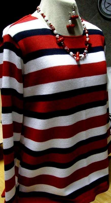 KNITTED NAUTICAL STRIPED  PULLOVER