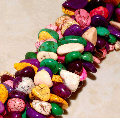 TURQUOISE NUGGETS 1 STRAND 16INCH   10X3MM - 3X9 COLOUR ENHANCED