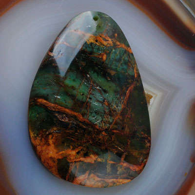 BEAUTY OF NOTE -  GENIUNE NATURAL AFRICAN GREEN OPAL GEMSTONE 51MMX37MM WITH THONG & PINCH CLIP BAIL