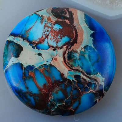 BLUE SEA SEDIMENT JASPER ROUND  PENDANT  NATURAL  25MM X 4MM