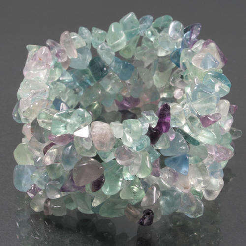 1AND HALF INCH WIDE NATURE FLOURITE CHIPS WEAVED BRACELET UNTREATED