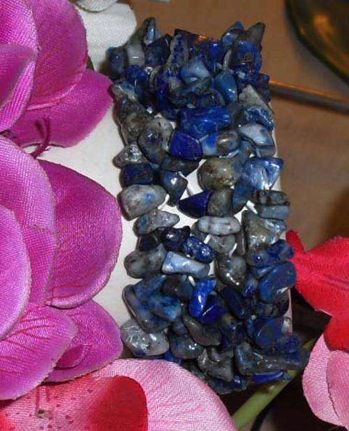 40MM WIDE LAPIS LAZULI  CHIPS WEAVED BRACELET  UNTREATED
