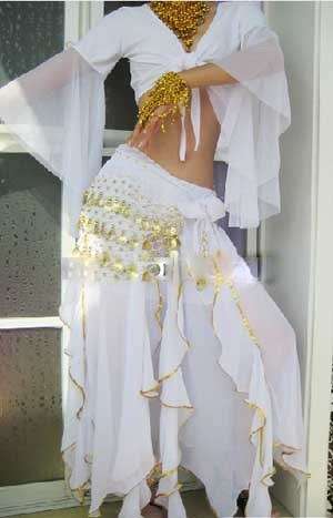 TERYLENE AND CHIFON  TWIN SET EXPANDING SKIRT AND ITS GOLD TRIMMINGS   SIZE 34