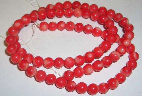 PEACH CORAL 4MM GEMSTONES  74 PIECES