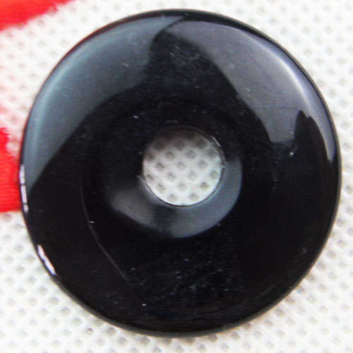 BLACK AGATE DONUT PENDANT 37MM X 6MM