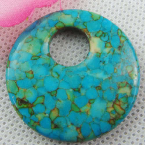 TURQUOISE ROUND PENDANT   40MM X  7MM
