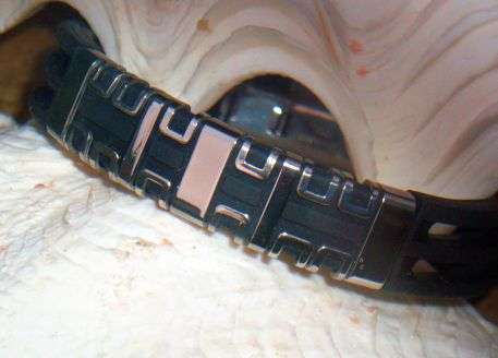 INTRICATE DESIGN S/STEEL AND RUBBER WITH HIDDEN FOLDING LOCK BRACELET