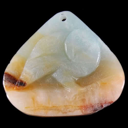 AMAZONITE GEMSTONE CARVED TEARDROP PENDANT  41X39X6MM