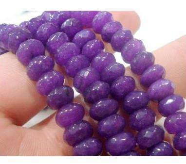 PURPLE  JADE DYED   FACETED ROUNDS  17 GRMS   72 PIECES   8MM X 5MM