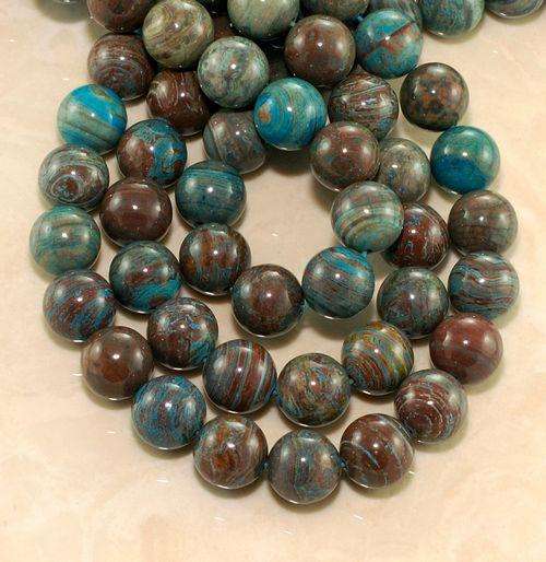 BLUE RAINBOW CALSILICA JASPER  10MM ROUNDS  55GRMS  15INCH   39PIECES