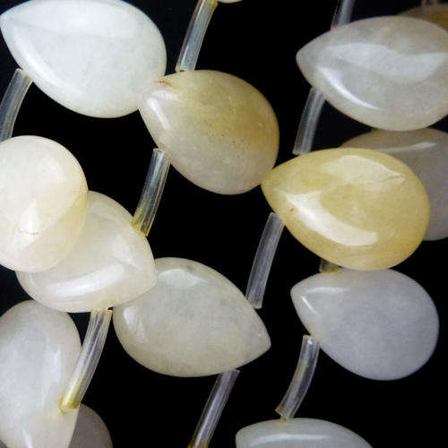 YELLOW JADE TEARDROP   SIDE DRILLED 10MM X 14MM 6MM   28 PIECES
