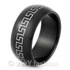 SIZE 9 STAINLESS STEEL GREEK PATTERN RING 11MM WIDE 2. MM THICK