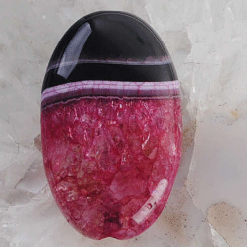 THICK OVAL ROSE ONYX GEODE AGATE  PENDANT  NATURAL  40MM X 25MM X 10MM