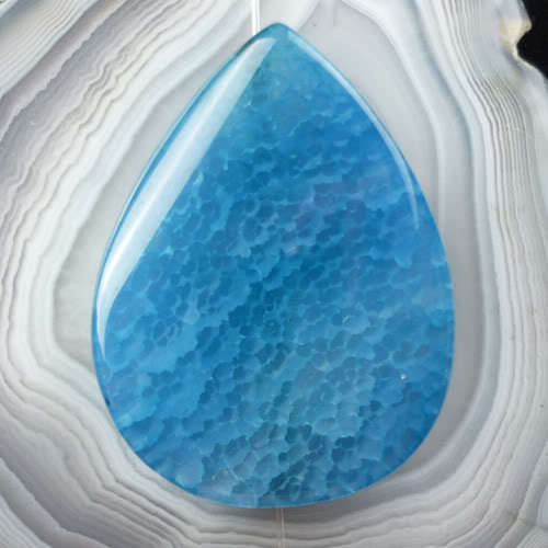 BLUE DRAGON VEIN AGATE TEARDROP PENDANT  41X31X8MM