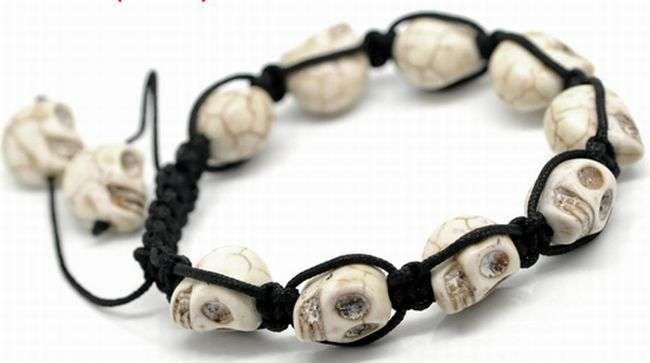 NEW LOOK OF HOWLITE SKULLS - 12MM EACH  FITS 7 - 11 INCH
