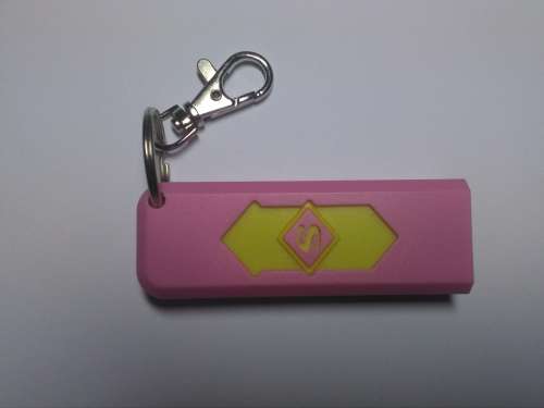 Gas-Free USB Rechargeable Electronic Cigarette Lighter (Pink & Yellow) with keyring