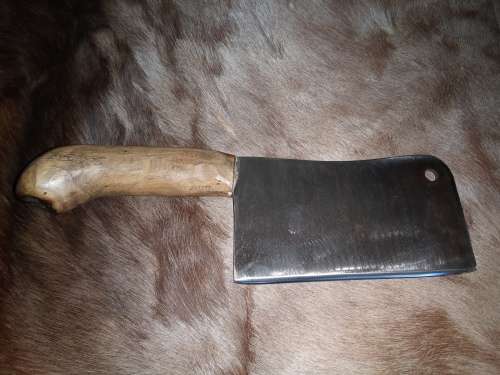 MEAT CLEAVER KNIFE BLADE VICKER STAMPED WOOD HANDLE HAND MADE