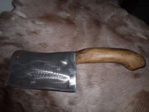 MEAT CLEAVER KNIFE BLADE VICKER STAMPED WOOD HANDLE HAND MADE