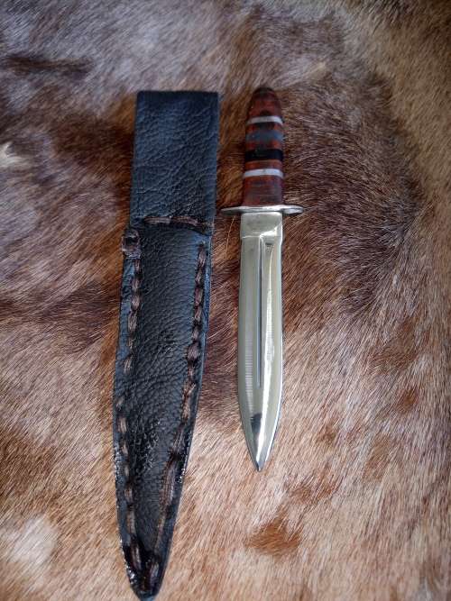 HANDMADE DAGGER WITH LEATHER HANDLE AND SCABBARD