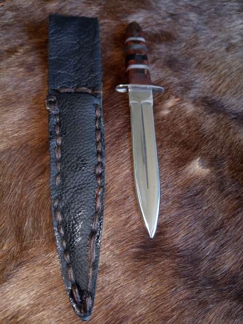 HANDMADE DAGGER WITH LEATHER HANDLE AND SCABBARD