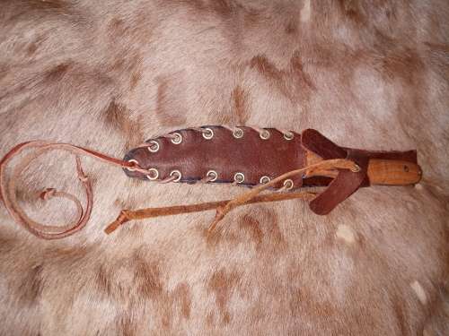 HUNTING KNIFE WITH HANDMADE HANDLE AND LEATHER SCABBARD