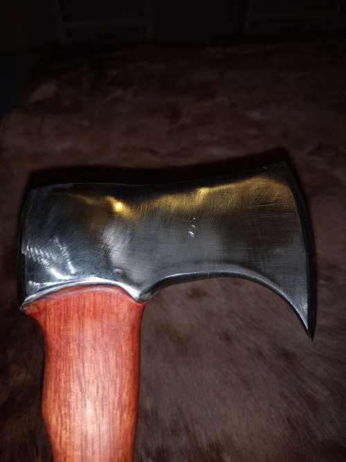 HANDMADE AXE CARBON STEEL AND HAND MADE LEATHER SHEATH