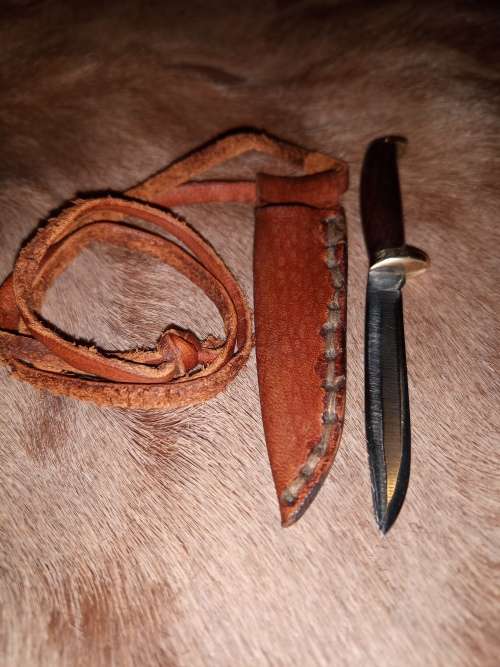 HANDMADE NECK KNIVE WITH LEATHER SHEATH HANDMADE