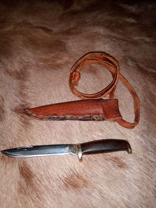 HANDMADE NECK KNIVE WITH LEATHER SHEATH HANDMADE