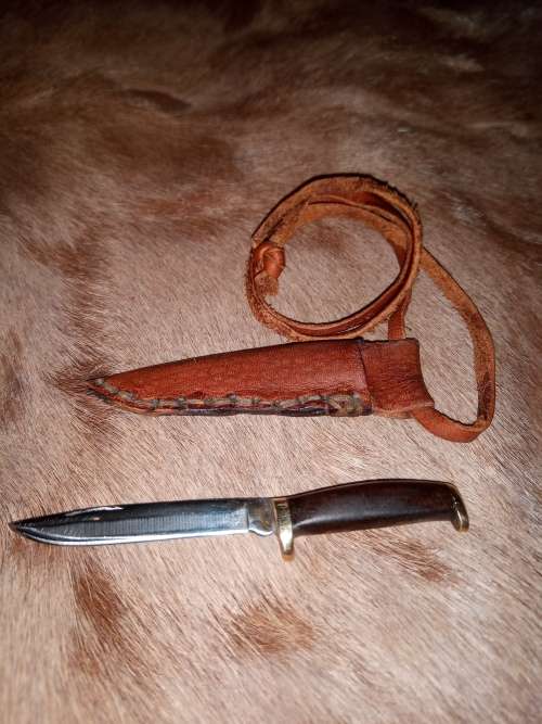 HANDMADE NECK KNIVE WITH LEATHER SHEATH HANDMADE