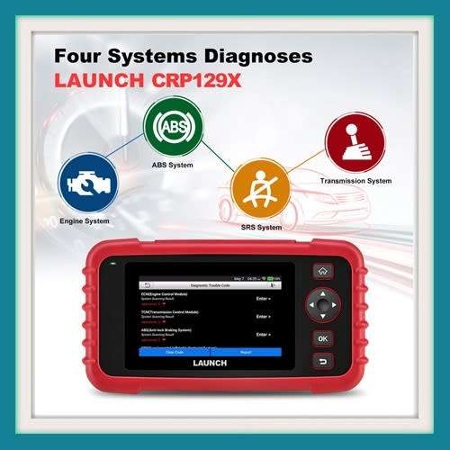Launch CRP129X OBD2 Scan Tool 4 System Diagnoses with Oil Reset, EPB / SAS / TPMS, Throttle Service,