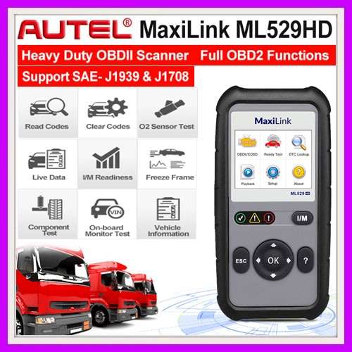 Autel MaxiLink ML529HD Car Diagnostic Tool Full OBD2 EOBD Scanner Support Heavy Duty Code Reader