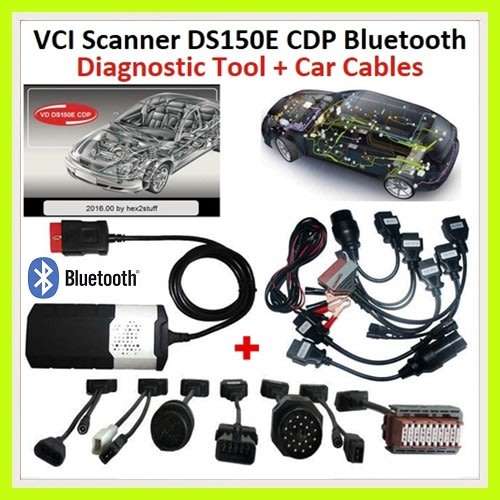 VCI DS150E OBDII Bluetooth Diagnostic Tool with V2020.23 Software With 8 Car Cables.