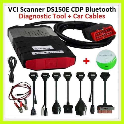 VCI DS150E OBDII Bluetooth Diagnostic Tool with V2020.23 Software With 8 Car Cables.