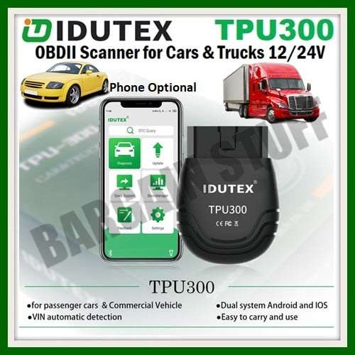 iDutex TPU300 Heavy Duty Truck & Cars OBDII Scanner Bluetooth 12V/24V Support Android