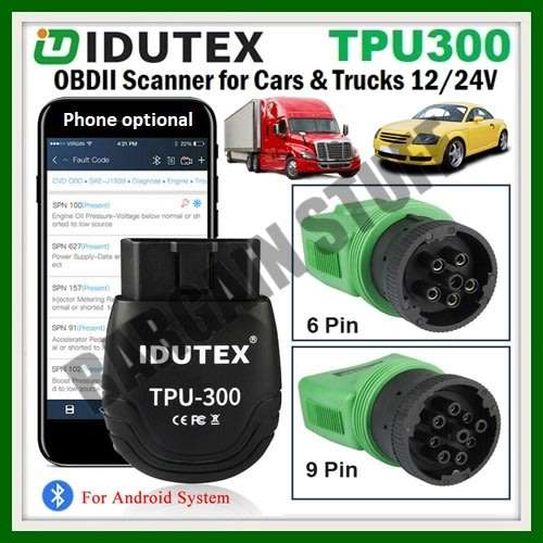 iDutex TPU300 Heavy Duty Truck & Cars OBDII Scanner Bluetooth 12V/24V Support Android