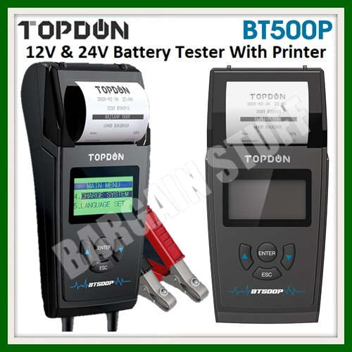 TOPDON BT500P 12V & 24V Car Battery Tester Analyzer With Built in Printer
