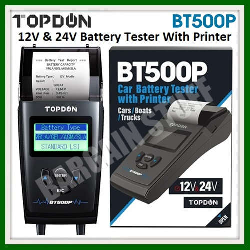 TOPDON BT500P 12V & 24V Car Battery Tester Analyzer With Built in Printer
